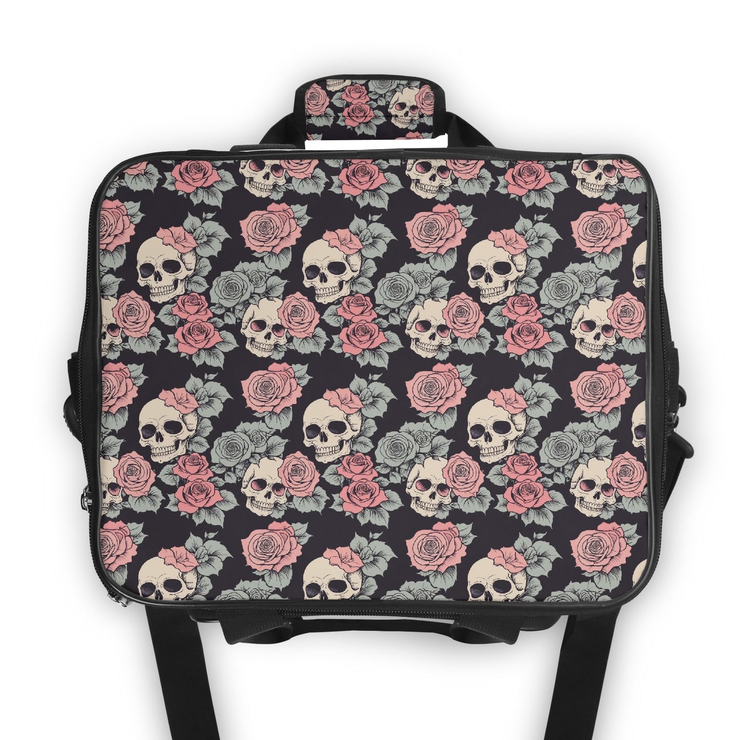 Skull and Pink Rose Insulated Leakproof Cooler Bag Lunch Box