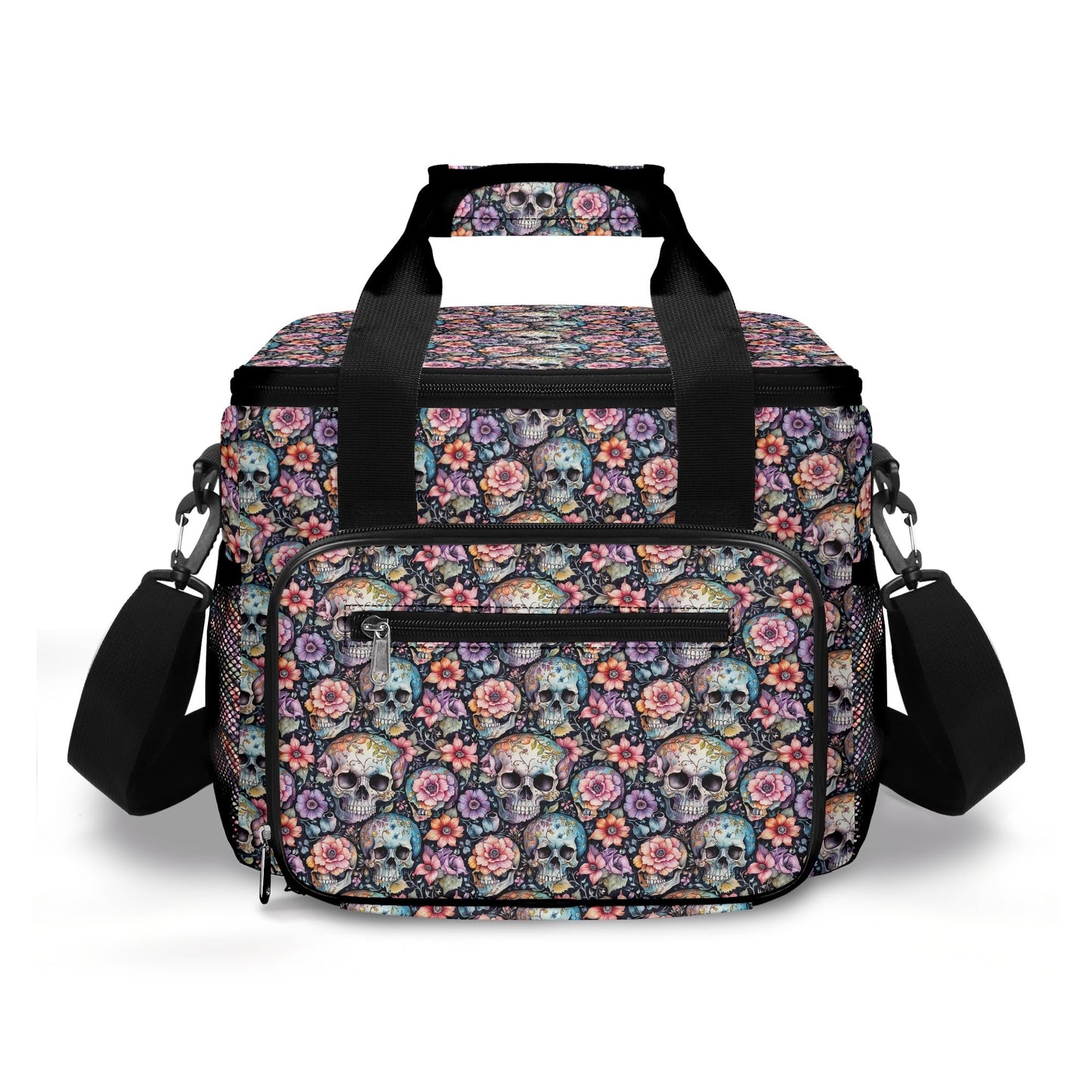Pastel Floral and Skulls Insulated Leakproof Cooler Bag Lunch Box