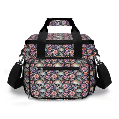 Pastel Floral and Skulls Insulated Leakproof Cooler Bag Lunch Box
