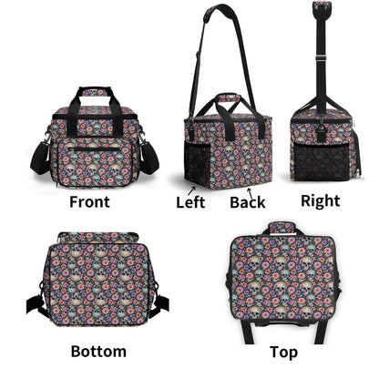 Pastel Floral and Skulls Insulated Leakproof Cooler Bag Lunch Box