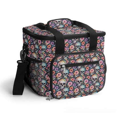 Pastel Floral and Skulls Insulated Leakproof Cooler Bag Lunch Box