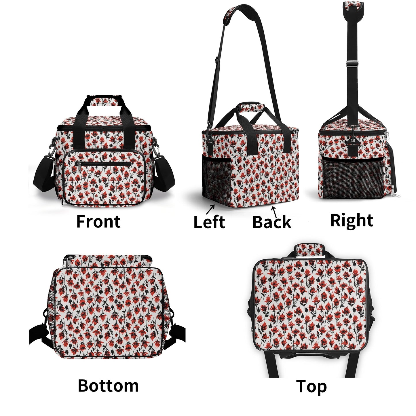 Floral Fire Insulated Leakproof Cooler Bag Lunch Box