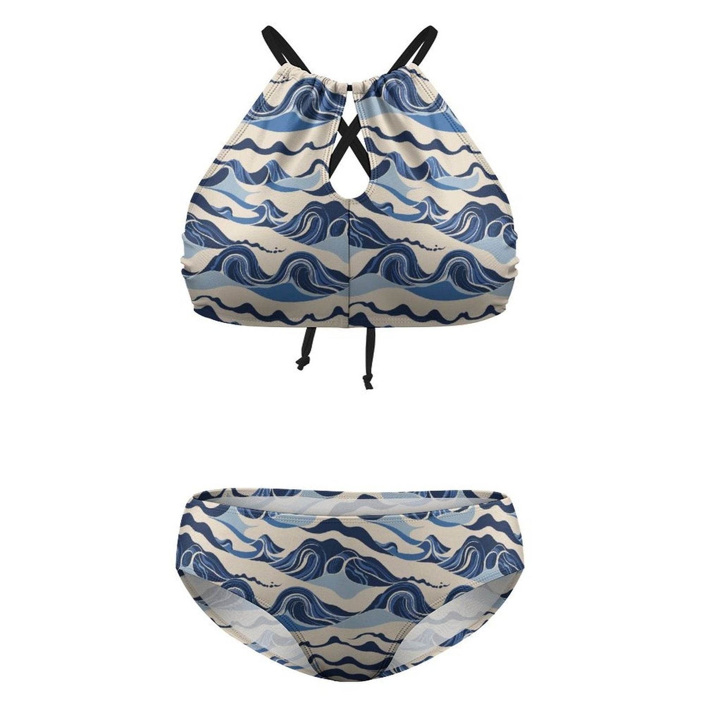 Plus Size Abstract Waves Two-piece Swimsuit - DeRose Seasonal