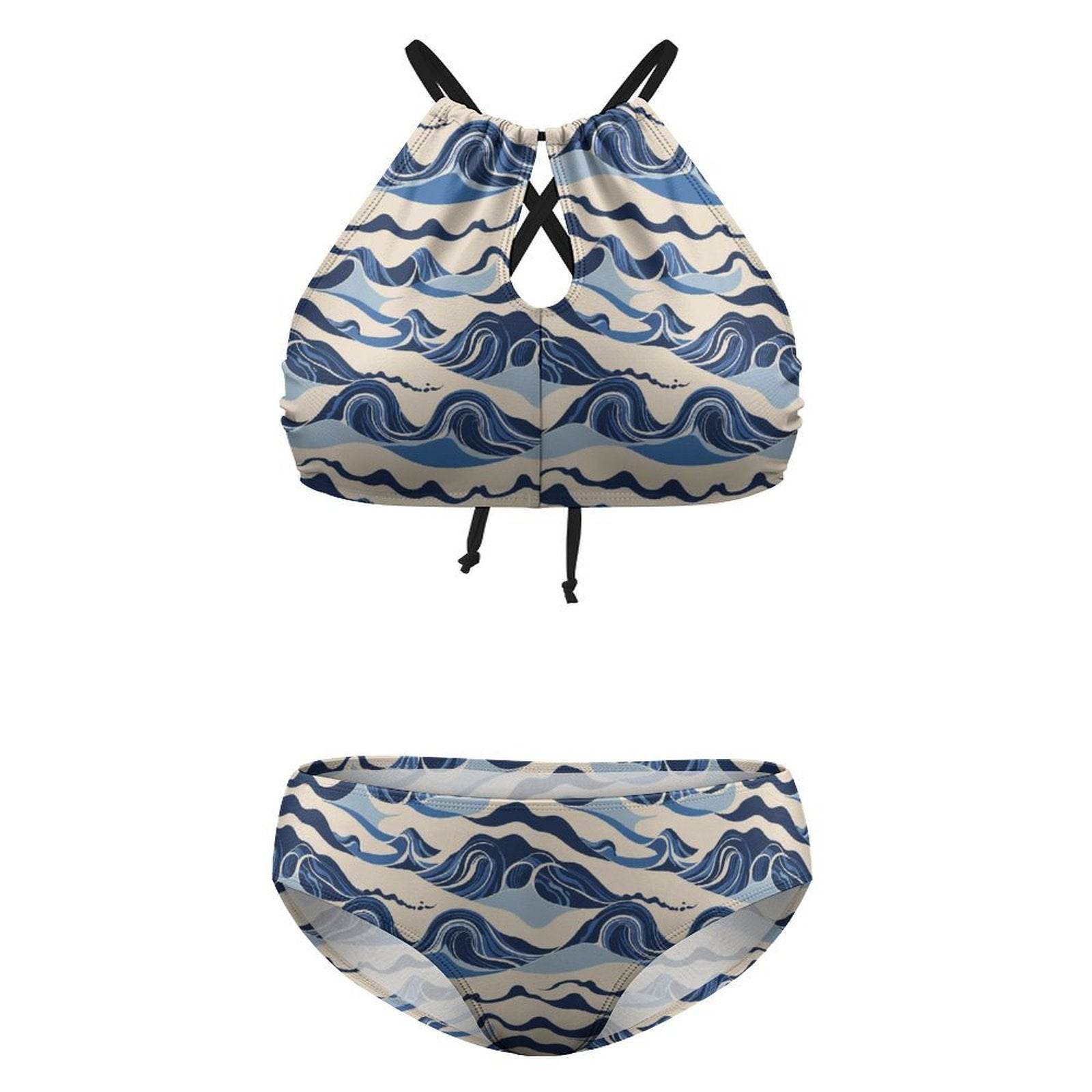 Plus Size Abstract Waves Two-piece Swimsuit - DeRose Seasonal
