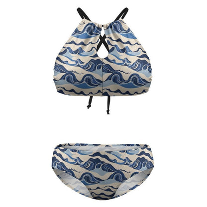 Plus Size Abstract Waves Two-piece Swimsuit - DeRose Seasonal