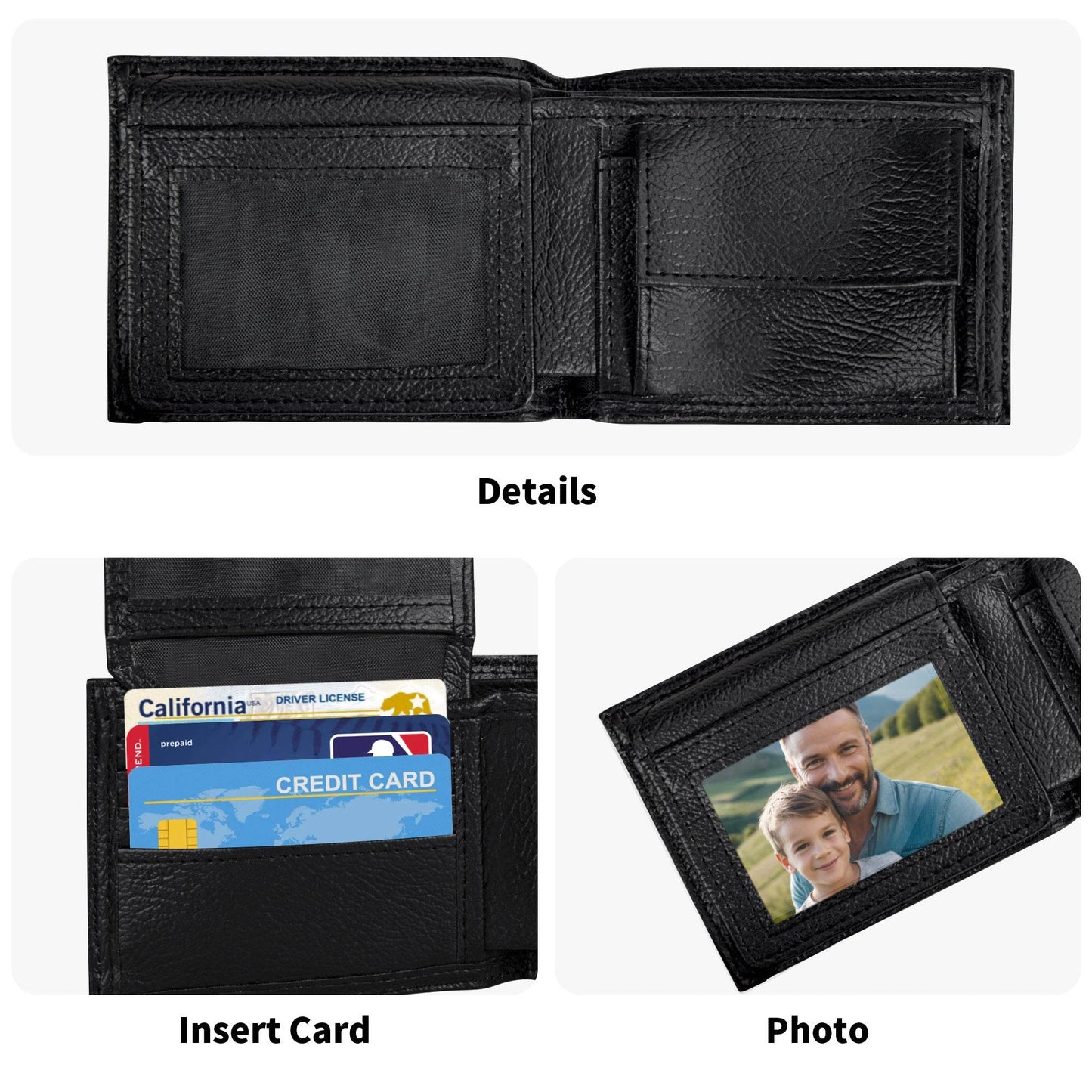 Black and White Bloom Leather Folded Men's Wallet - DeRose Seasonal
