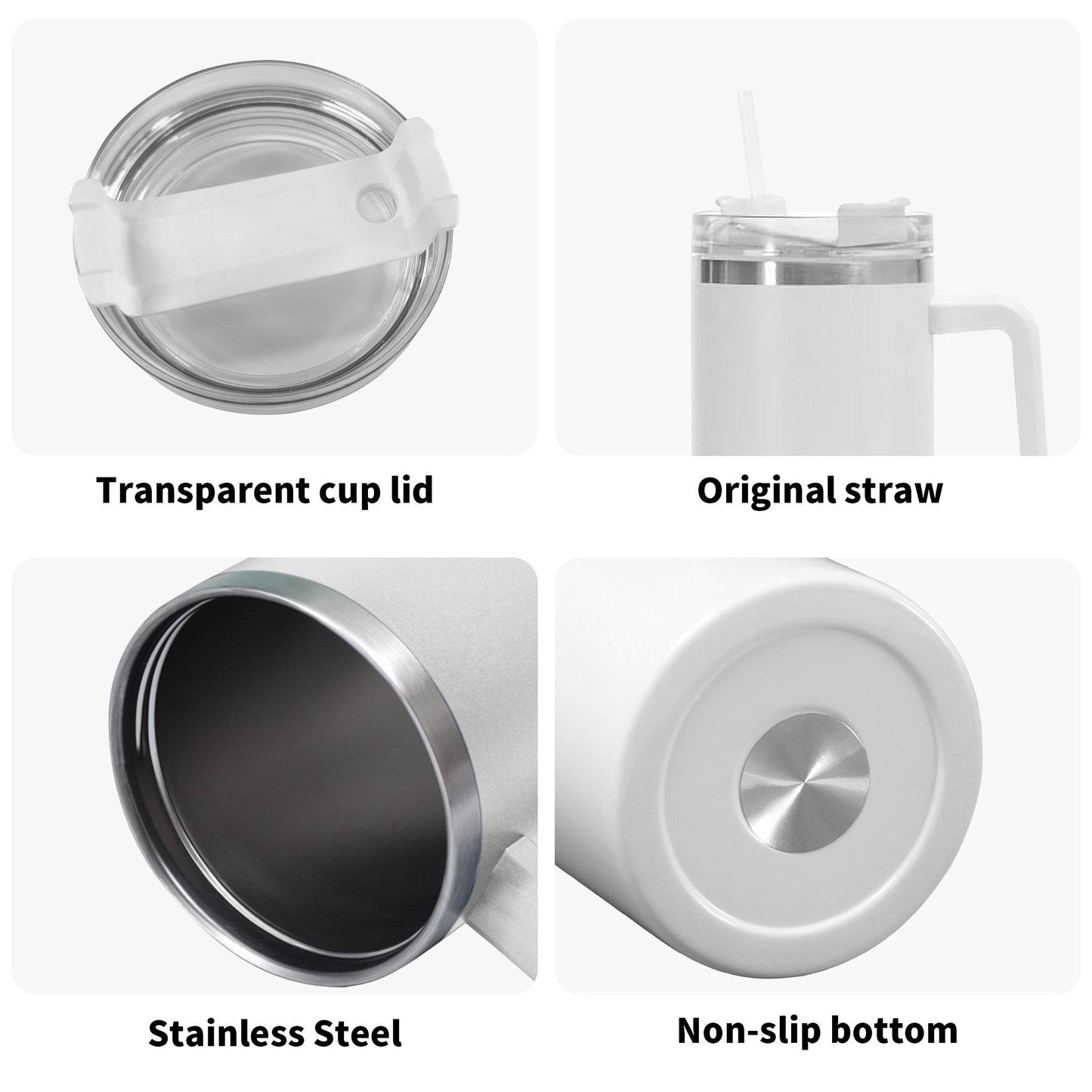Cute Monster 40oz Stainless Steel Tumbler Gift With White Handle and Straw - DeRose Seasonal