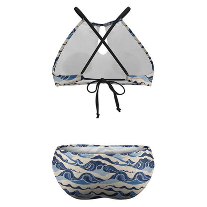 Plus Size Abstract Waves Two-piece Swimsuit - DeRose Seasonal