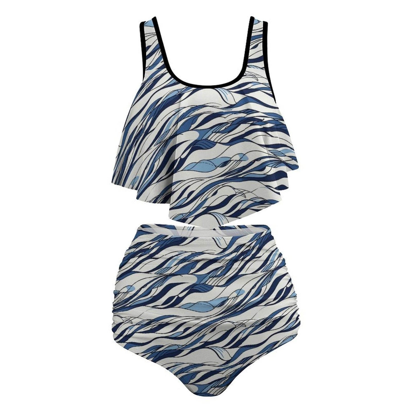 Plus Size Women's Ocean Lines Two-piece Swimsuit - DeRose Seasonal
