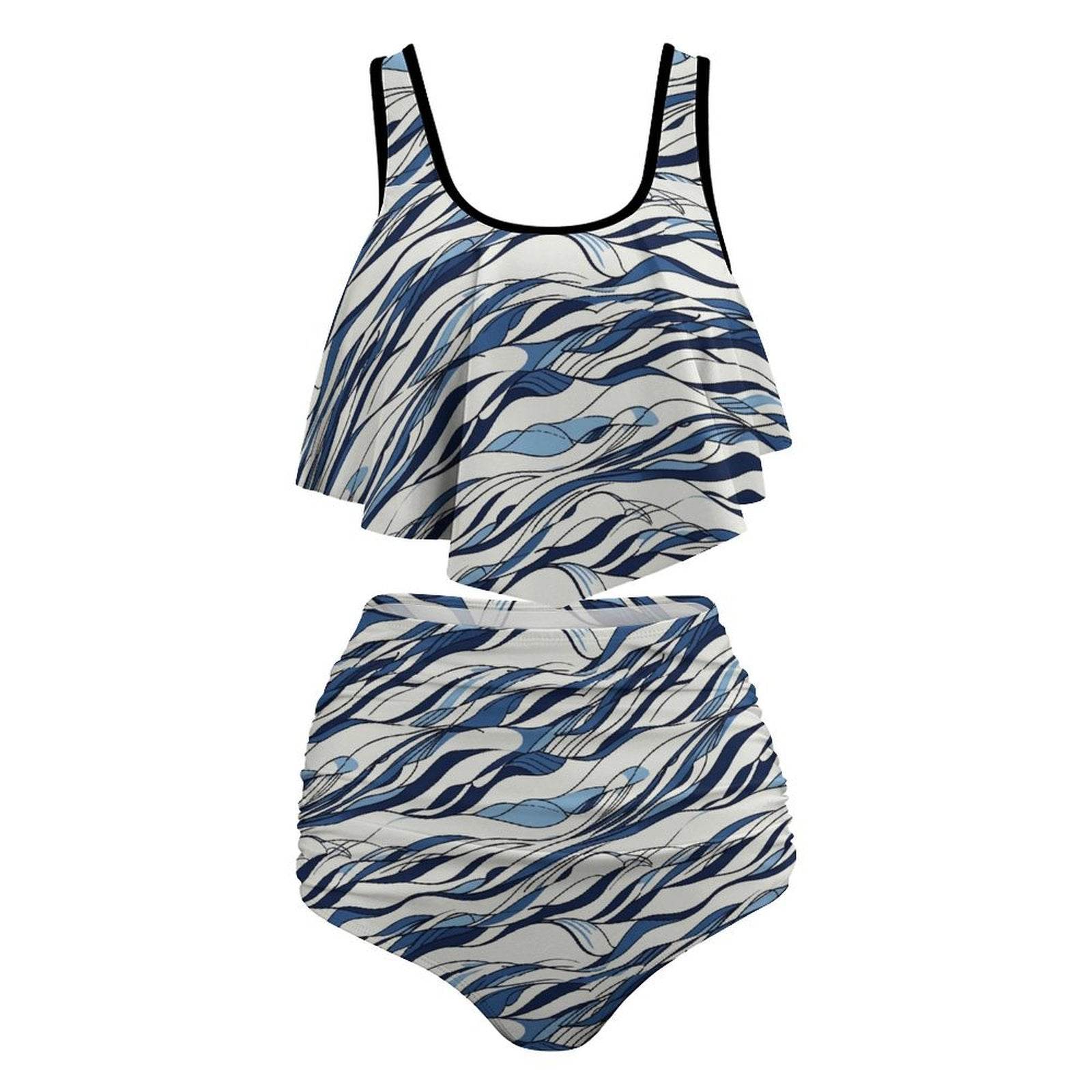 Plus Size Women's Ocean Lines Two-piece Swimsuit - DeRose Seasonal