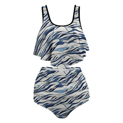 Plus Size Women's Ocean Lines Two-piece Swimsuit - DeRose Seasonal