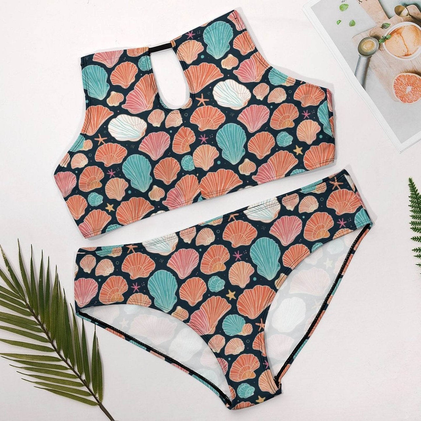 Plus Size Big Shells and Stars Two-piece Swimsuit - DeRose Seasonal