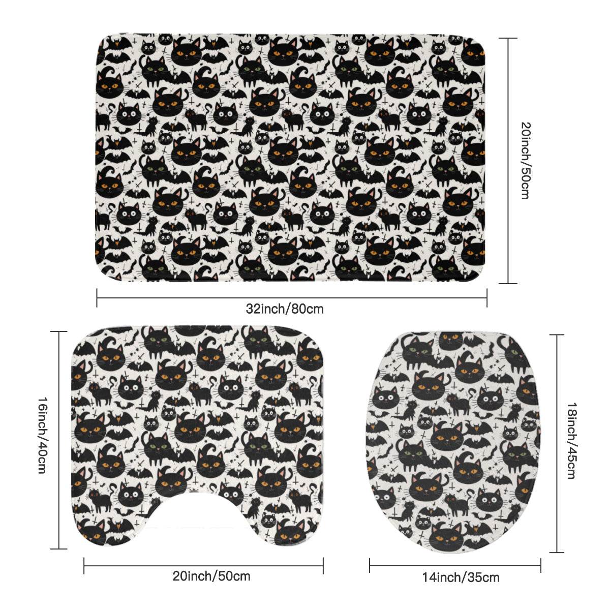 Crazy Cat Lady Bathroom Four-Piece Set(Shower Curtain + Toilet Cover Mat + Toilet Foot Mat + Floor Mat)| Polyester - DeRose Seasonal
