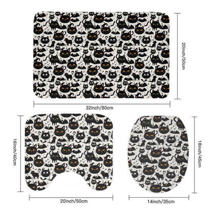 Crazy Cat Lady Bathroom Four-Piece Set(Shower Curtain + Toilet Cover Mat + Toilet Foot Mat + Floor Mat)| Polyester - DeRose Seasonal