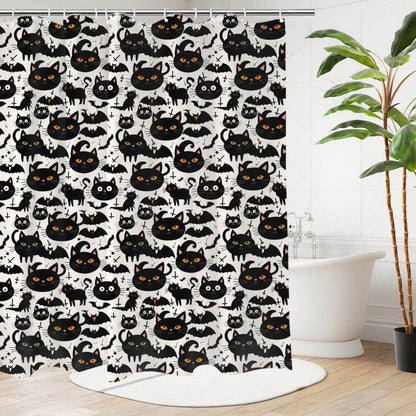 Crazy Cat Lady Bathroom Four-Piece Set(Shower Curtain + Toilet Cover Mat + Toilet Foot Mat + Floor Mat)| Polyester - DeRose Seasonal