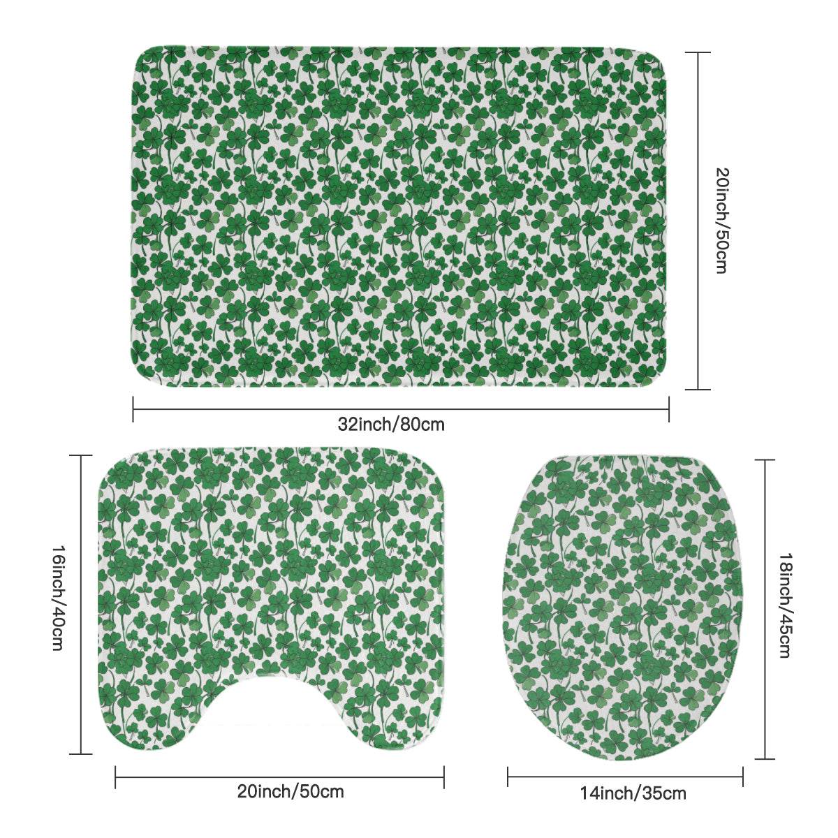 Little Clovers Bathroom Four-Piece Set(Shower Curtain + Toilet Cover Mat + Toilet Foot Mat + Floor Mat)| Polyester - DeRose Seasonal