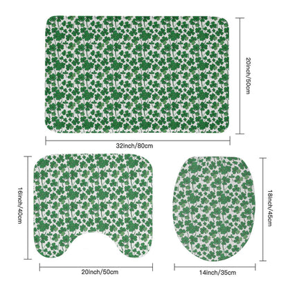 Little Clovers Bathroom Four-Piece Set(Shower Curtain + Toilet Cover Mat + Toilet Foot Mat + Floor Mat)| Polyester - DeRose Seasonal