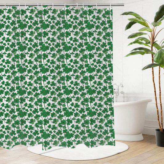 Little Clovers Bathroom Four-Piece Set(Shower Curtain + Toilet Cover Mat + Toilet Foot Mat + Floor Mat)| Polyester - DeRose Seasonal