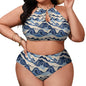 Plus Size Abstract Waves Two-piece Swimsuit - DeRose Seasonal