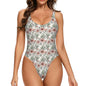 Japan Floral One-Piece Swimsuits Polyester and Spandex