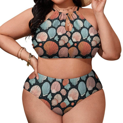 Plus Size Big Shells Two-piece Swimsuit - DeRose Seasonal
