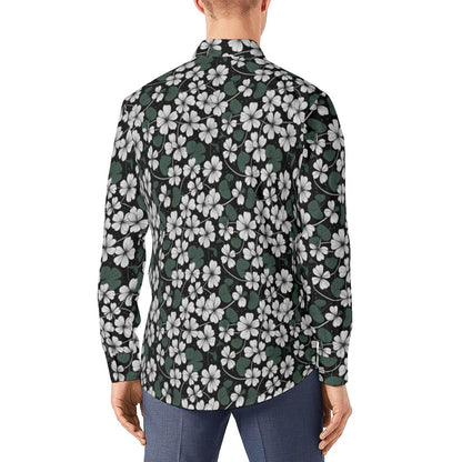 White Clover Men's Classic Long-Sleeved Shirt | Polyester - DeRose Seasonal