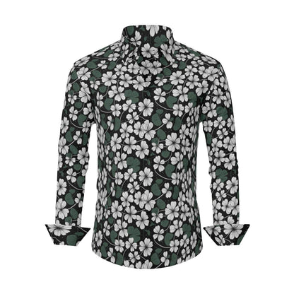 White Clover Men's Classic Long-Sleeved Shirt | Polyester - DeRose Seasonal