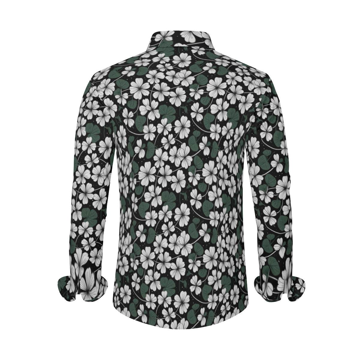 White Clover Men's Classic Long-Sleeved Shirt | Polyester - DeRose Seasonal