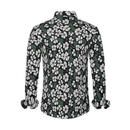 White Clover Men's Classic Long-Sleeved Shirt | Polyester - DeRose Seasonal