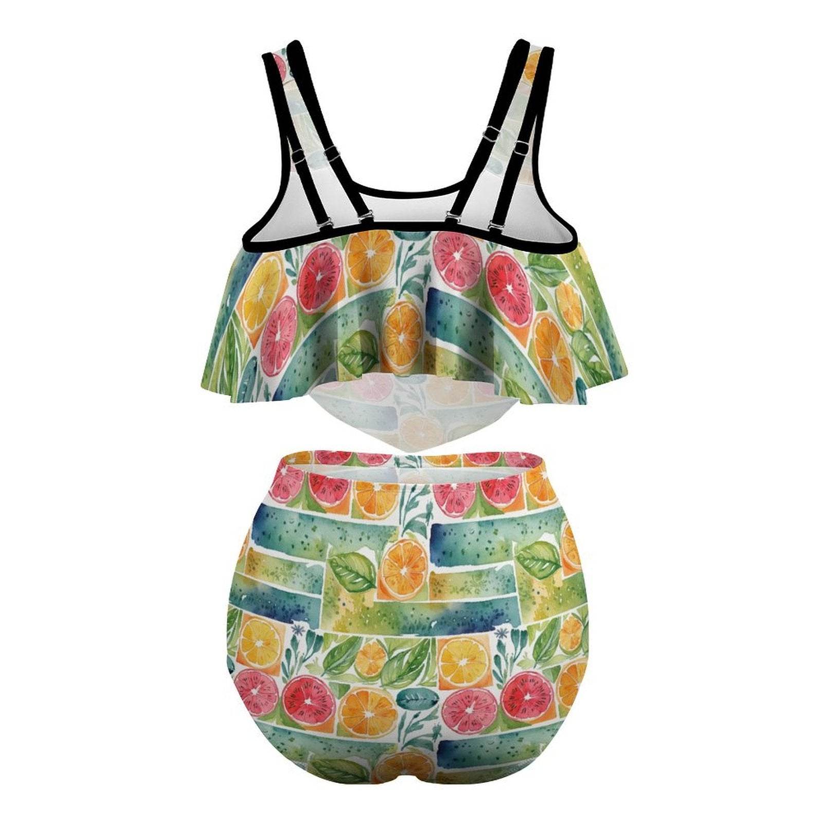 Plus Size Watercolor Fruit Two-piece Swimsuit - DeRose Seasonal