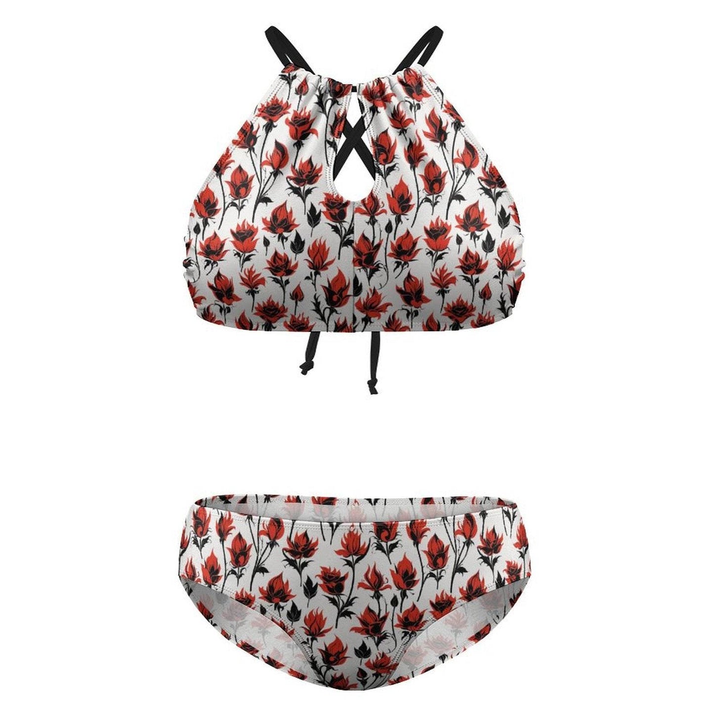 Plus Size Floral Fire Two-piece Swimsuit - DeRose Seasonal