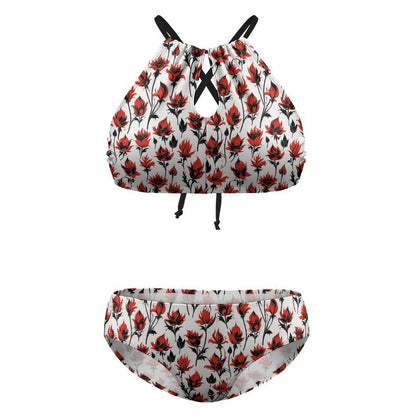 Plus Size Floral Fire Two-piece Swimsuit - DeRose Seasonal