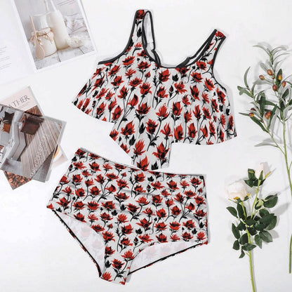 Plus Size Floral Fire Two-piece Swimsuit - DeRose Seasonal