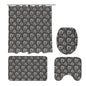 Black and White Bloom Bathroom Four-Piece Set(Shower Curtain + Toilet Cover Mat + Toilet Foot Mat + Floor Mat)| Polyester - DeRose Seasonal