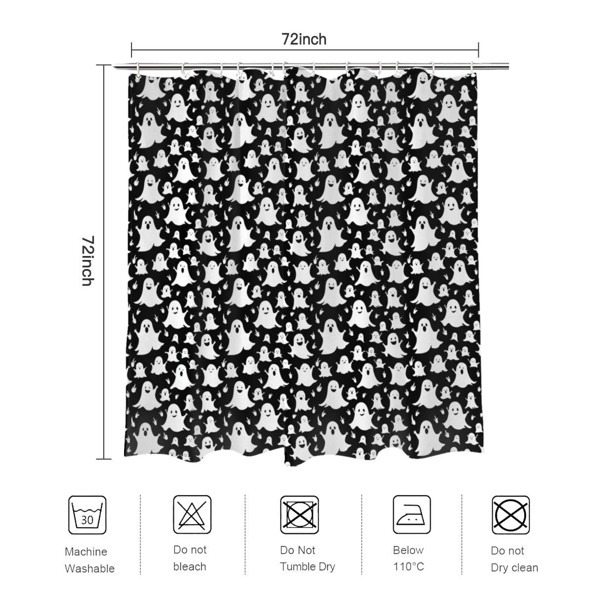 Spooky Ghost Bathroom Four-Piece Set(Shower Curtain + Toilet Cover Mat + Toilet Foot Mat + Floor Mat)| Polyester - DeRose Seasonal