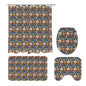 Bright Flowers Bathroom Four-Piece Set(Shower Curtain + Toilet Cover Mat + Toilet Foot Mat + Floor Mat)| Polyester - DeRose Seasonal