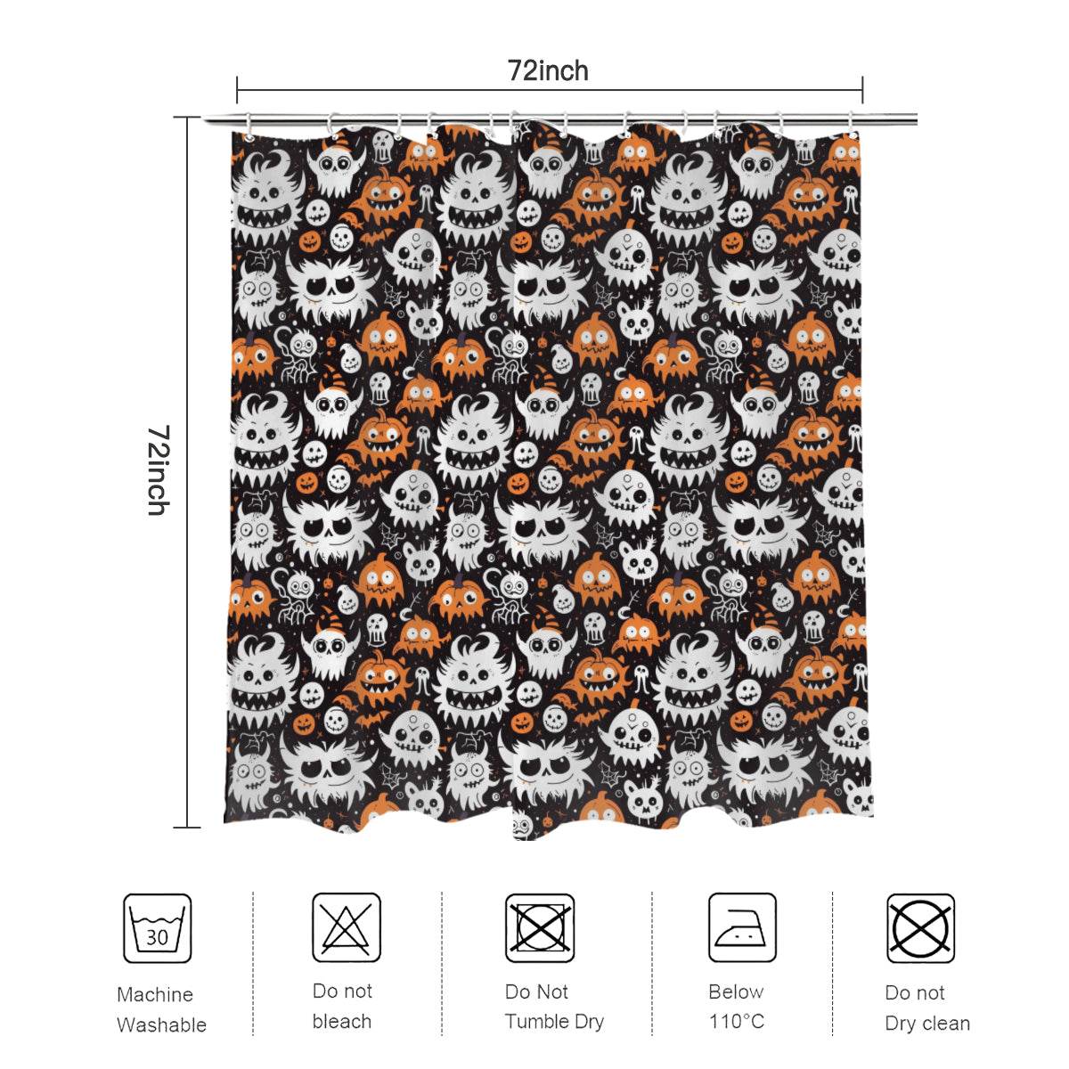 Cute Monsters Bathroom Four-Piece Set(Shower Curtain + Toilet Cover Mat + Toilet Foot Mat + Floor Mat)| Polyester - DeRose Seasonal