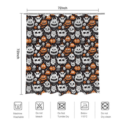 Cute Monsters Bathroom Four-Piece Set(Shower Curtain + Toilet Cover Mat + Toilet Foot Mat + Floor Mat)| Polyester - DeRose Seasonal