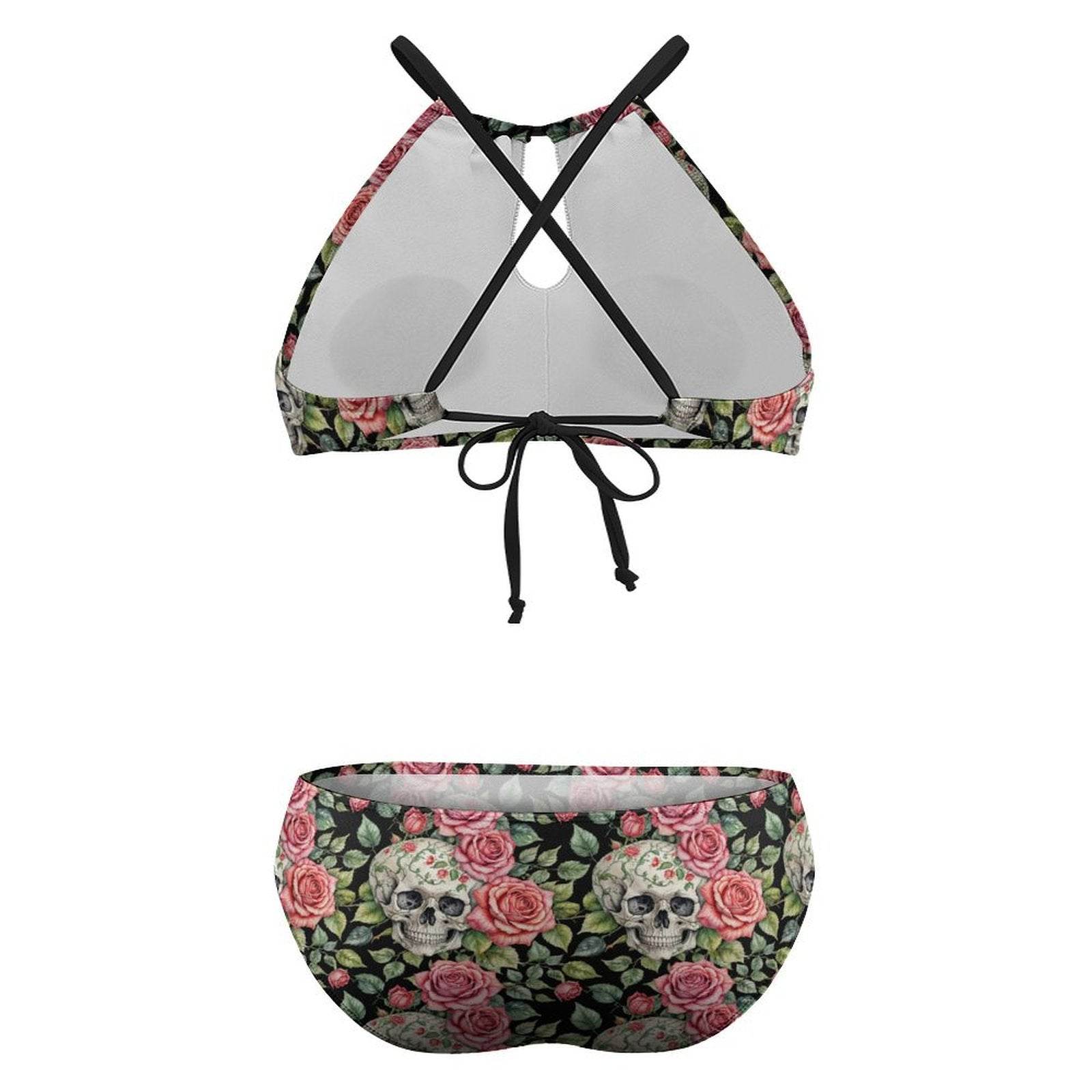 Plus Size Pink Skulls Two-piece Swimsuit - DeRose Seasonal
