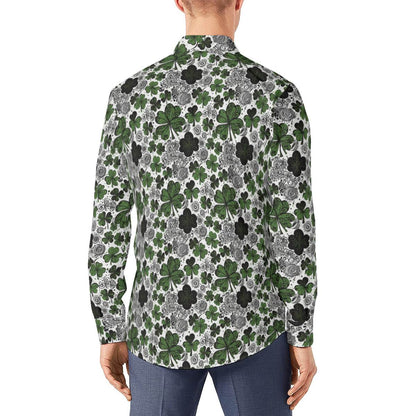 Scribbled Clovers Men's Classic Long-Sleeved Shirt | Polyester - DeRose Seasonal