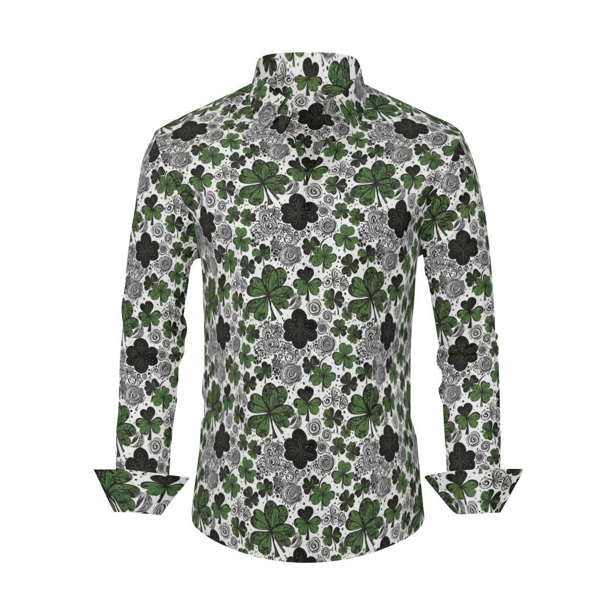 Scribbled Clovers Men's Classic Long-Sleeved Shirt | Polyester - DeRose Seasonal