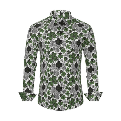 Scribbled Clovers Men's Classic Long-Sleeved Shirt | Polyester - DeRose Seasonal