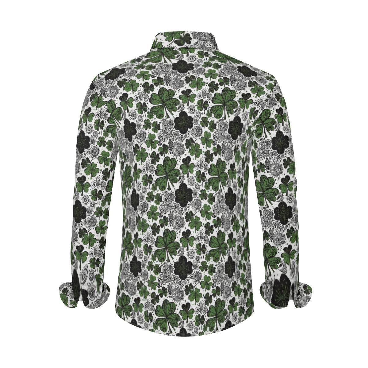 Scribbled Clovers Men's Classic Long-Sleeved Shirt | Polyester - DeRose Seasonal