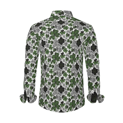 Scribbled Clovers Men's Classic Long-Sleeved Shirt | Polyester - DeRose Seasonal