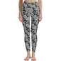 Black and White Daisy Women's Polyester Yoga pants Leggings - DeRose Seasonal