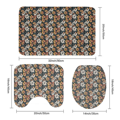 Field of Flowers Bathroom Four-Piece Set(Shower Curtain + Toilet Cover Mat + Toilet Foot Mat + Floor Mat)| Polyester - DeRose Seasonal