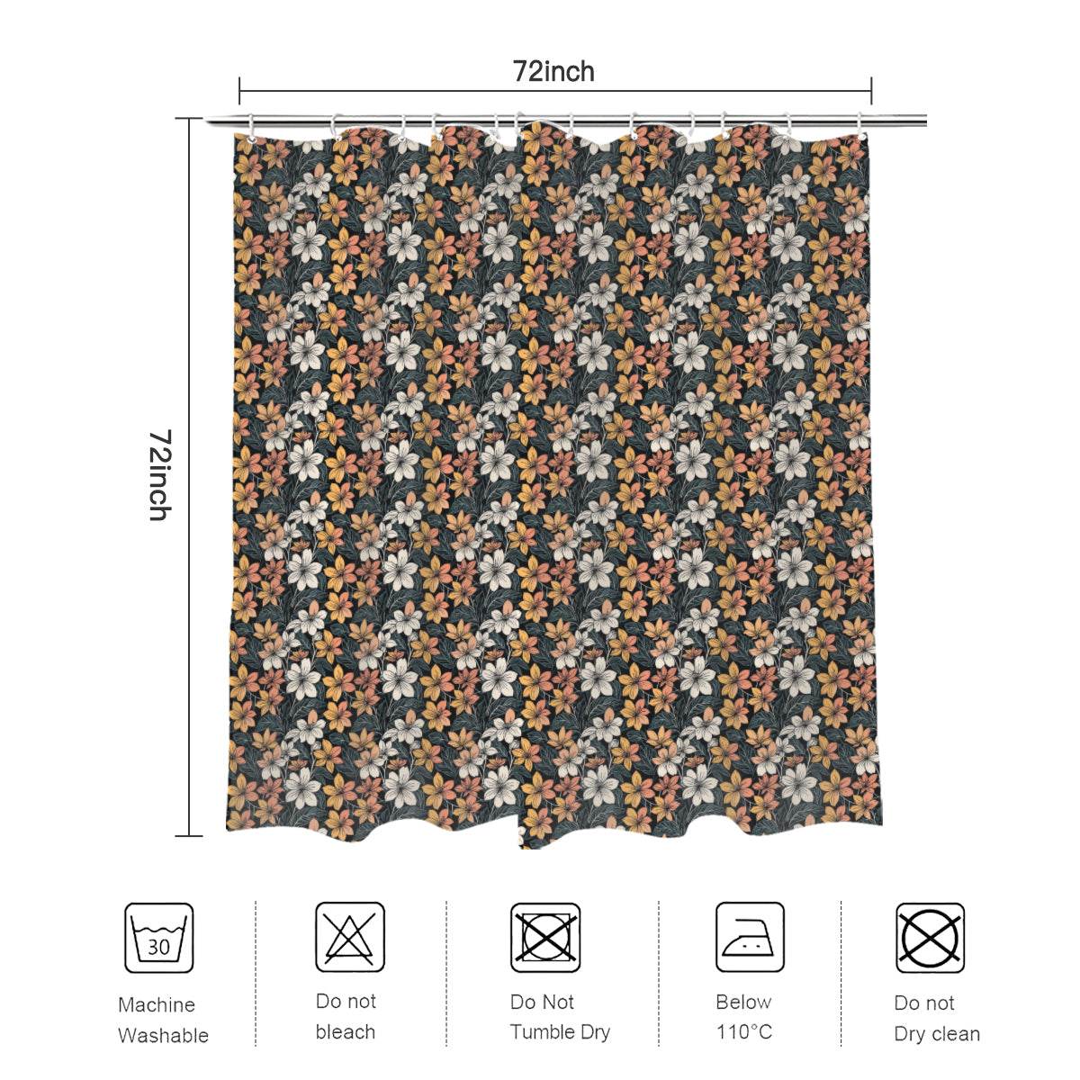 Field of Flowers Bathroom Four-Piece Set(Shower Curtain + Toilet Cover Mat + Toilet Foot Mat + Floor Mat)| Polyester - DeRose Seasonal