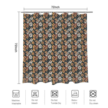 Field of Flowers Bathroom Four-Piece Set(Shower Curtain + Toilet Cover Mat + Toilet Foot Mat + Floor Mat)| Polyester - DeRose Seasonal