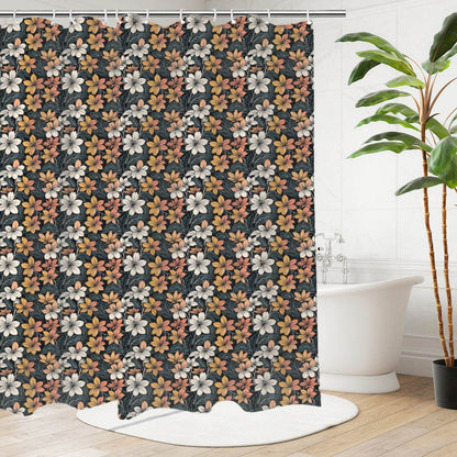 Field of Flowers Bathroom Four-Piece Set(Shower Curtain + Toilet Cover Mat + Toilet Foot Mat + Floor Mat)| Polyester - DeRose Seasonal