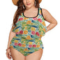 Plus Size Watercolor Fruit Two-piece Swimsuit - DeRose Seasonal